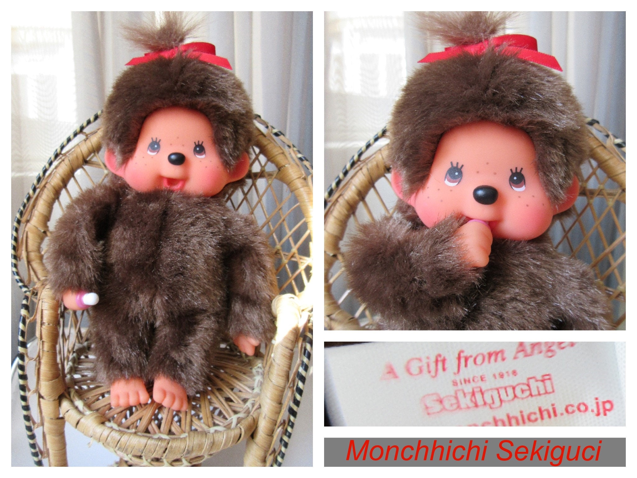 レア　セキグチ　モンチッチ　エンジェル　天使　ぬいぐるみ セキグチ エンジェルモンチッチ ブルーアイ レア 天使の羽付き
