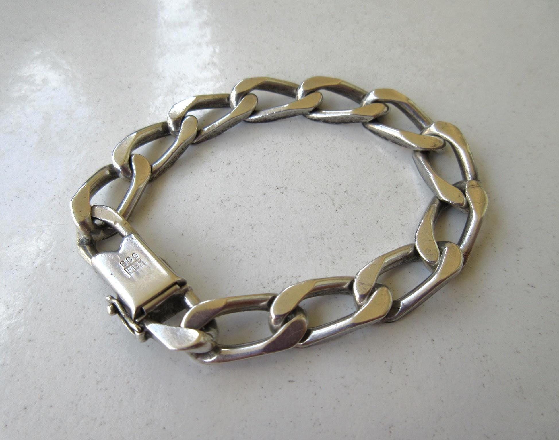 Vintage Friedrich Binder 800 Silver Massive Curb Link Chain