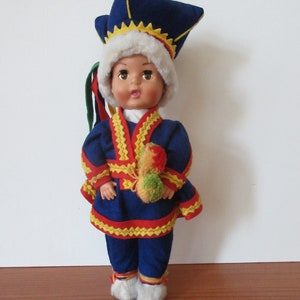 Vintage Scandinavian Dollytex Doll Collectible Finland Traditional Costume Doll Sleeping Eyes Height 13.38''in