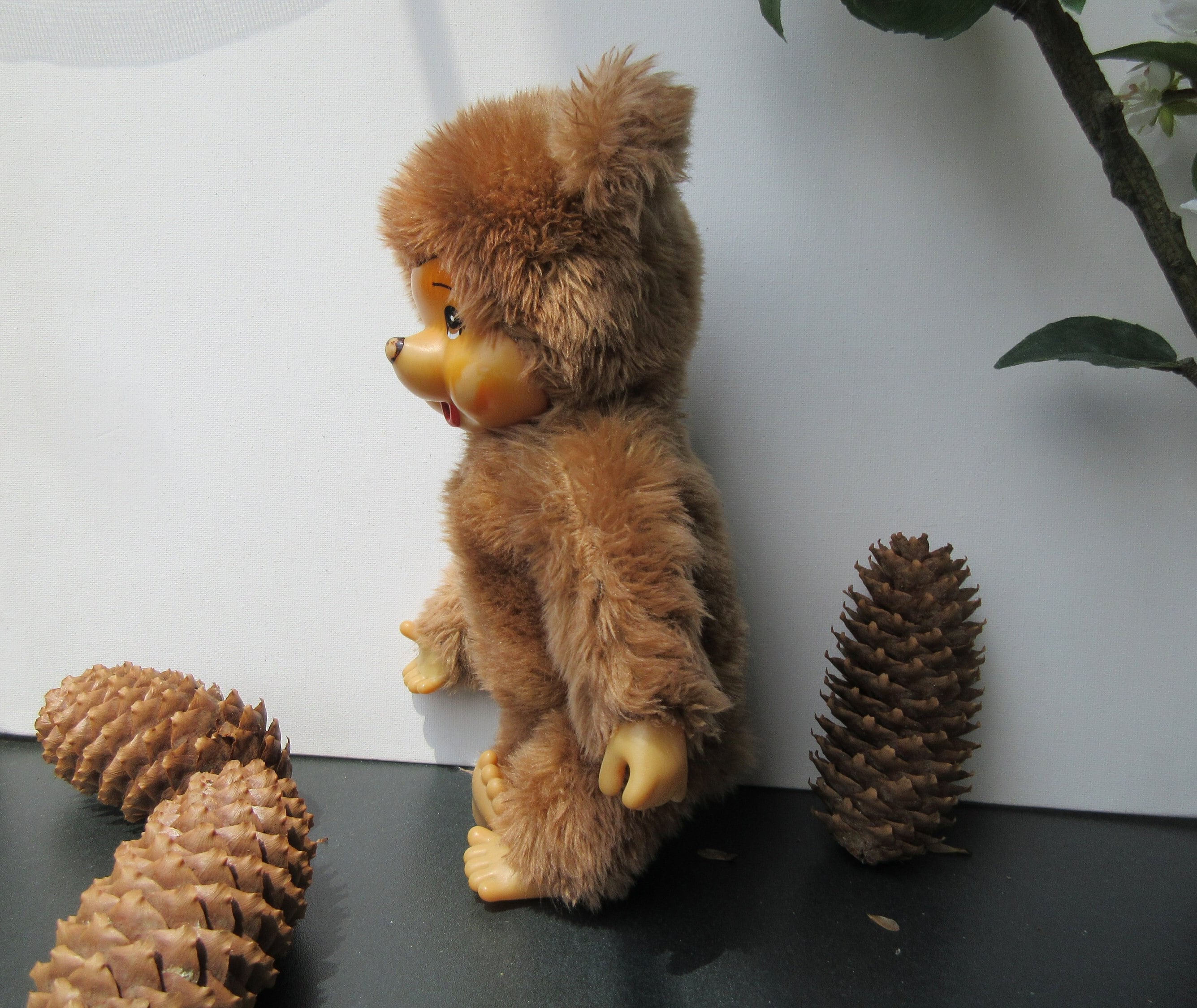 Vintage 70's Monchhichi Tobby Bear Thumb Sucking Doll, Collectible