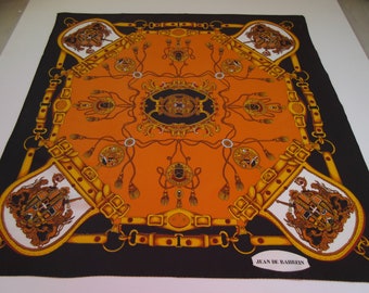 Vintage JEAN DE BAHREIN Equestrian Scarf Trevira Texture