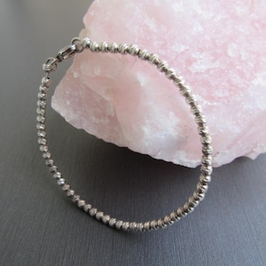 Vintage Italian Sterling Silver Engraved Ball Bead Sparkly Bracelet