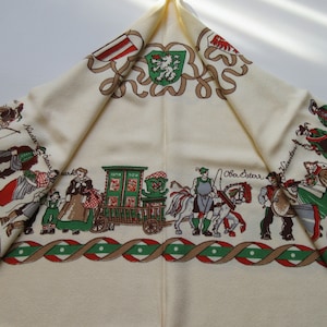 Vintage Austria Tyrol Folk Art Viscose Tablecloth - 48&#39;&#39; Square