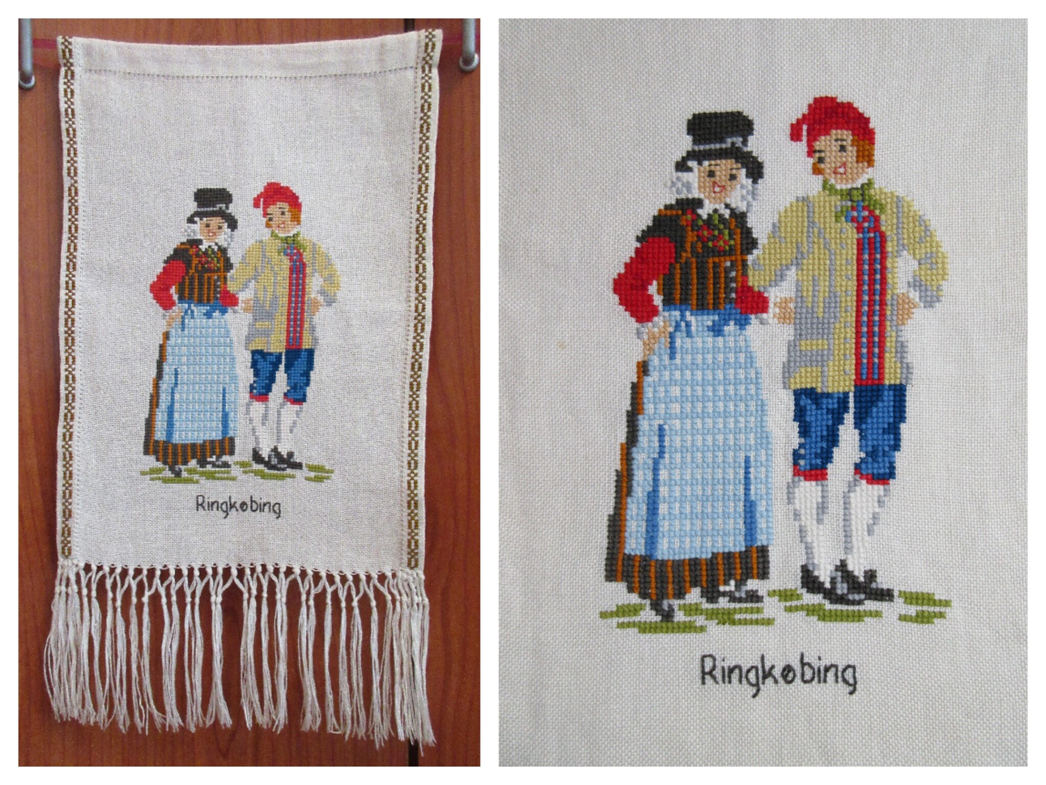 West Denmark Ringkøbing Folk Art Design Couple Hand Embroidery - Etsy  Finland
