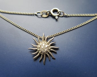Sterling Silver Sunflower Necklace • CZ Sunburst Charm • Nature-Inspired Floral Jewelry