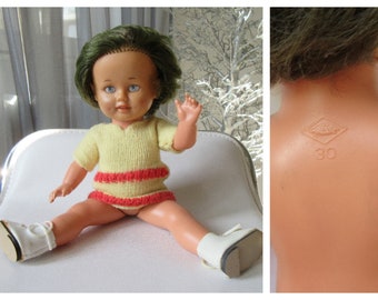 Vintage 1950s Schildkröt Тurtle Мark W.Germany Charming Girl Doll w/Teeth Vinyl Head Celluloid Body Collectible Doll