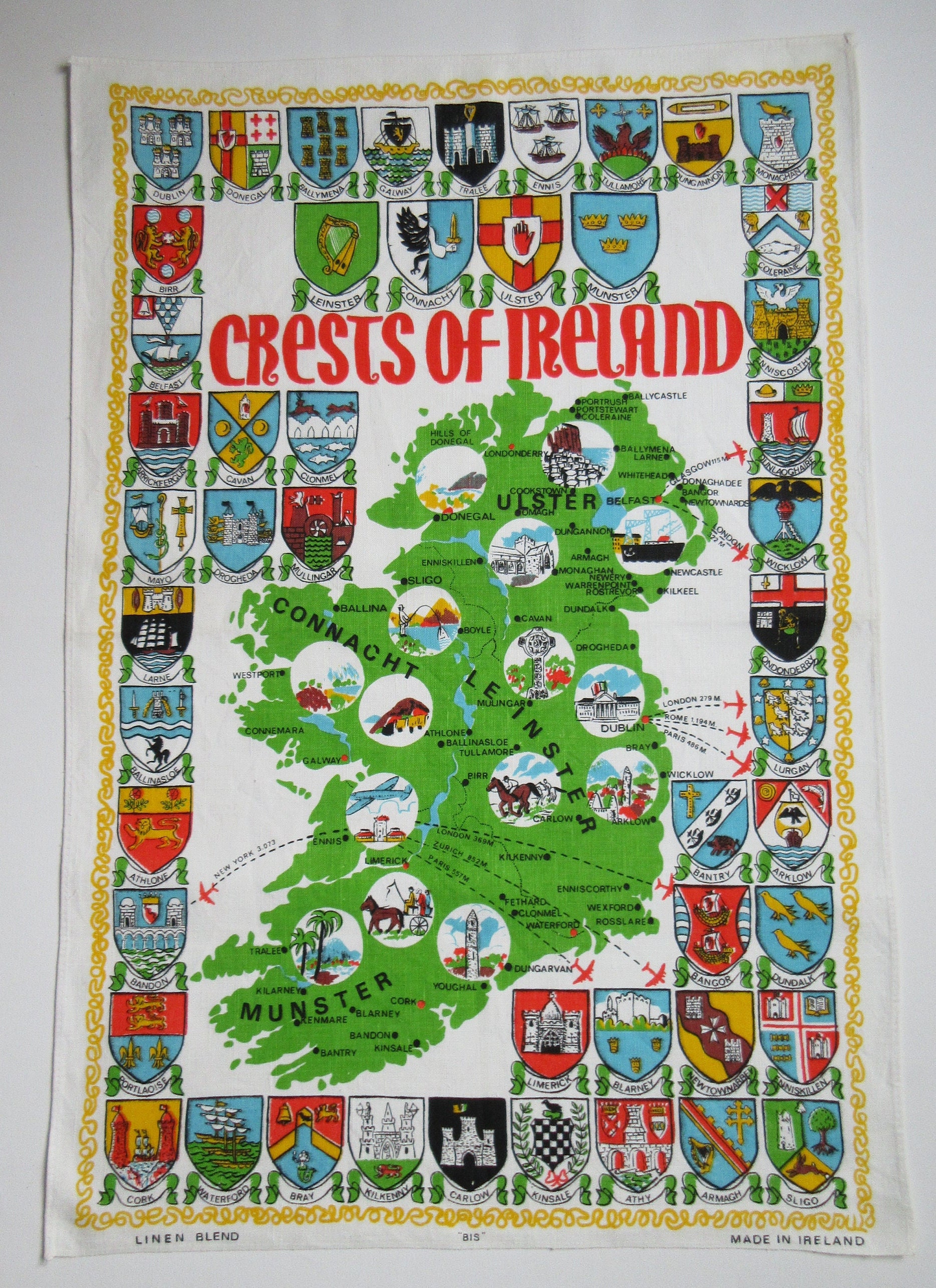 Ulster Weavers Geschirrtuch 'Karte Und Wappen Von Irland' – 100% Baumwolle, 48,3x73,7 Cm, Saugfähig & Dekorativ