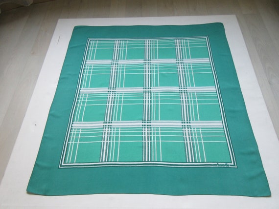 Vintage Pure Silk Scarf Signed BRUESTLE Checked E… - image 2