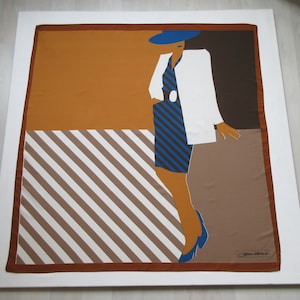 Vintage Giovanni Della Fonte Scarf: Italian Lady Silhouette Print