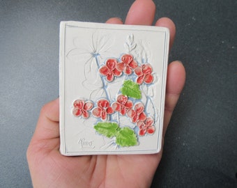 Vintage Swedish Wall Tiles Spring Flowers Hand-Painted Ceramic By Jie Gantofta Sweden, NOS