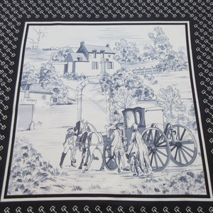 Vintage Jean De Bahrein Royalty Stagecoach Scene Poliester Scarf