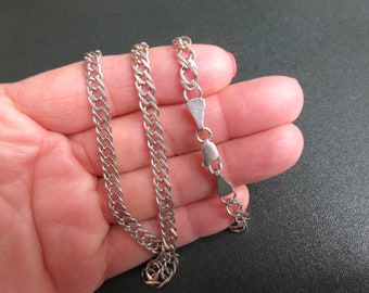 Vintage Solid Italian Sterling Silver Double-Curb Chain Necklace  18.50'' x 5mm, 12.34g