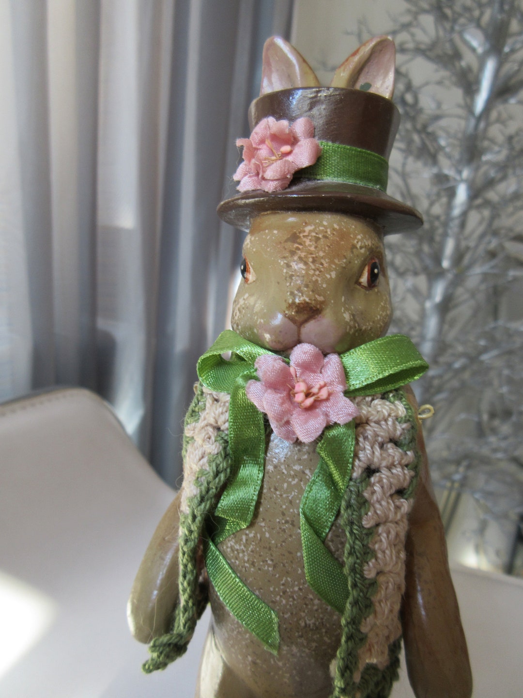 Vintage Katherine's Collection Bunny Rabbit Doll: Hand-knitted Cardigan ...