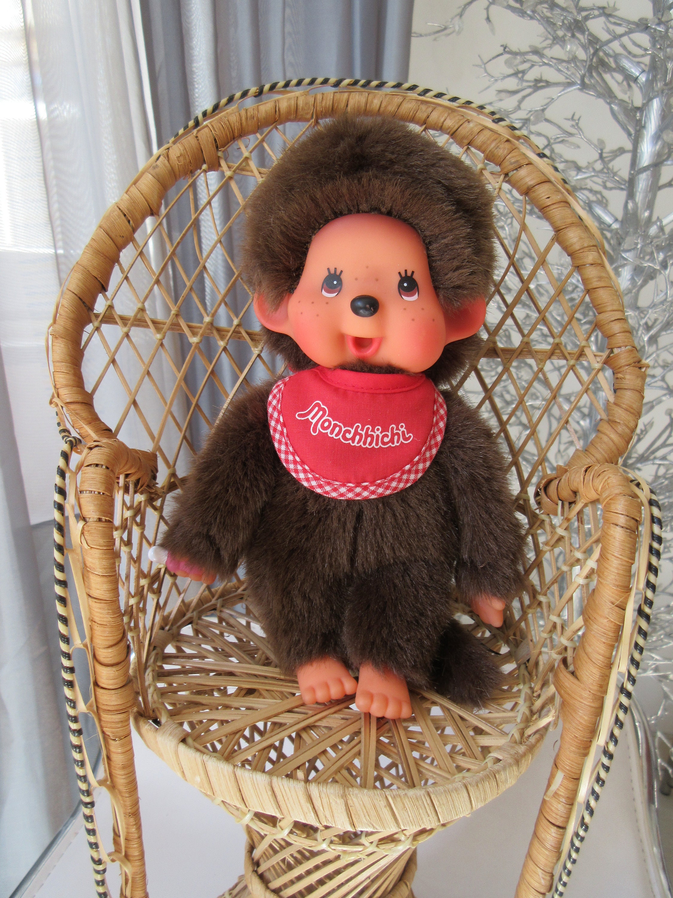 Vintage Sekiguchi Monchhichi Boy Doll Sucking Pacifier, 19cm Tall