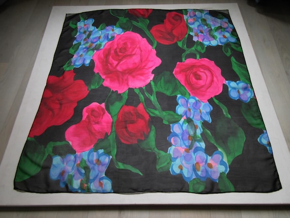 Vintage Gorgeous Bright Colorful Transparent Silk… - image 2