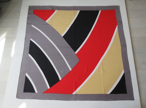 Vintage Gorgeous French Heavy Silk Scarf Abstract… - image 1