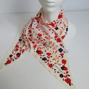Vintage 70&#39;s Odile St Germain Paris Great Georgette Floral Neck Scarf,  Asymmetrical Cut Ends