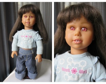 Swiss Vintage 80's Vinyl Fashion BEA Doll High 18'' Original Heideland Spielpuppe Switzerland / Clone American Girl / Amazing Eyes Wigs Hair