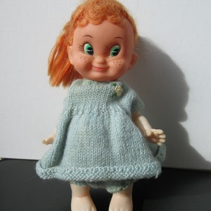 Vintage Redhead /Carrot / Freckles / Big Eyes 7.87 &quot; Little Girl Doll Signed &#39;SS&#39; Made in Hong Kong