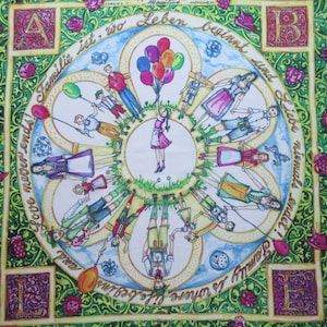 OKTOBERFEST BERLIN Folklore Souvenir Silk Scarf, German Folk Dirndl Silk Scarf, ALEXANDERPLAZ Festival Souvenir Scarf
