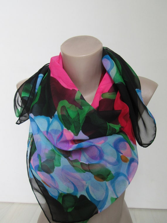 Vintage Gorgeous Bright Colorful Transparent Silk… - image 4