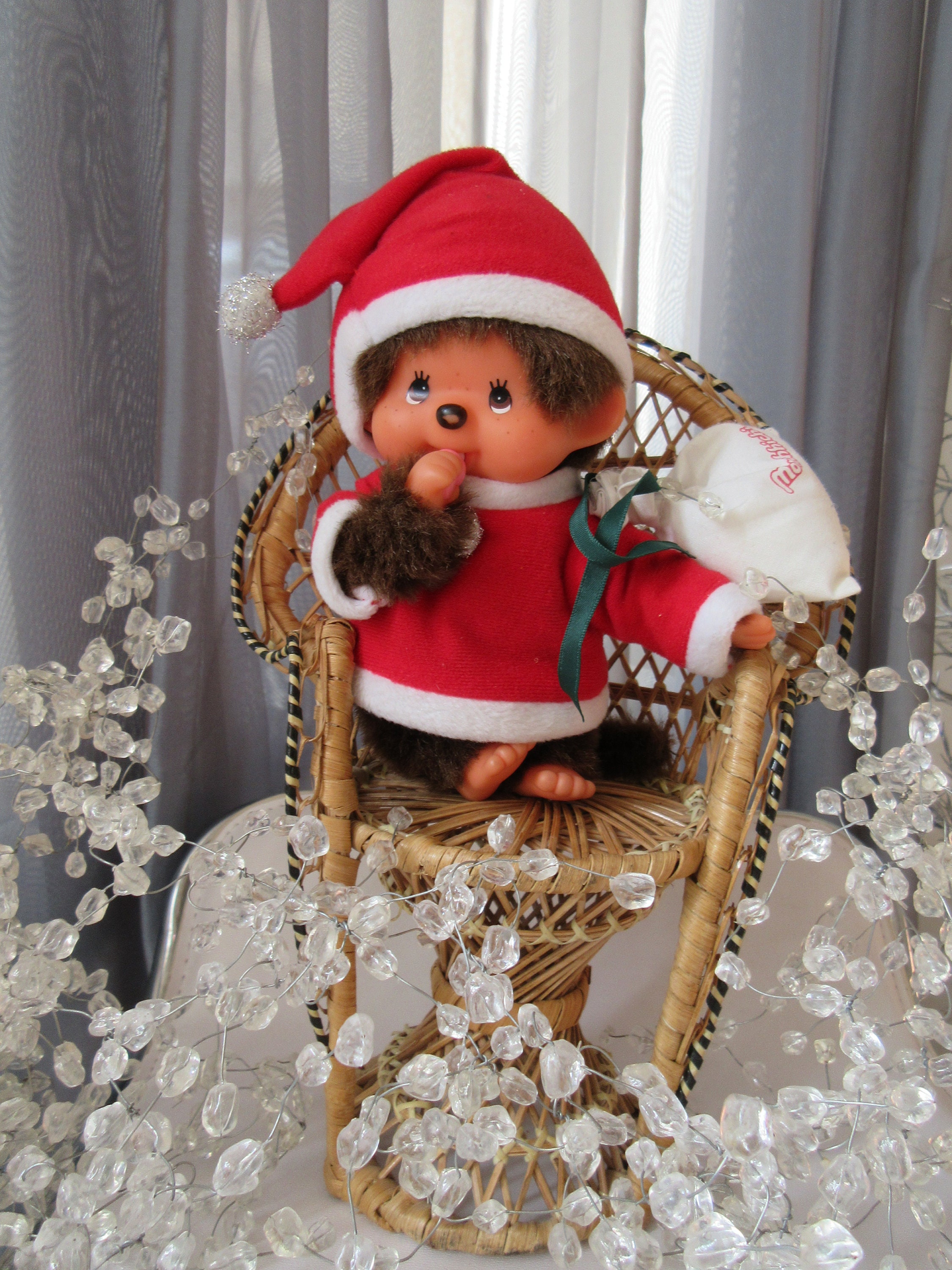 Vintage Monchhichi Sekiguchi Monkey With Christmas Garment