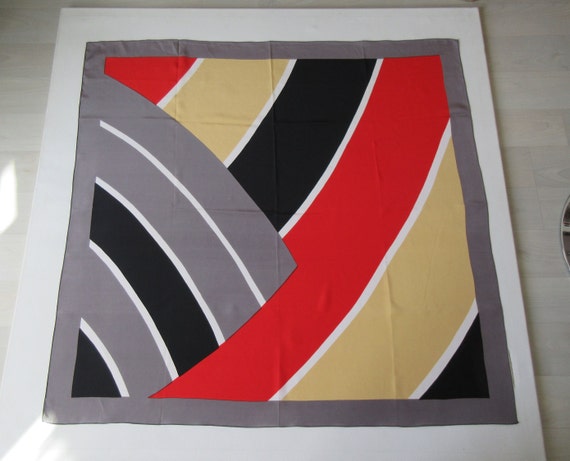 Vintage Gorgeous French Heavy Silk Scarf Abstract… - image 5