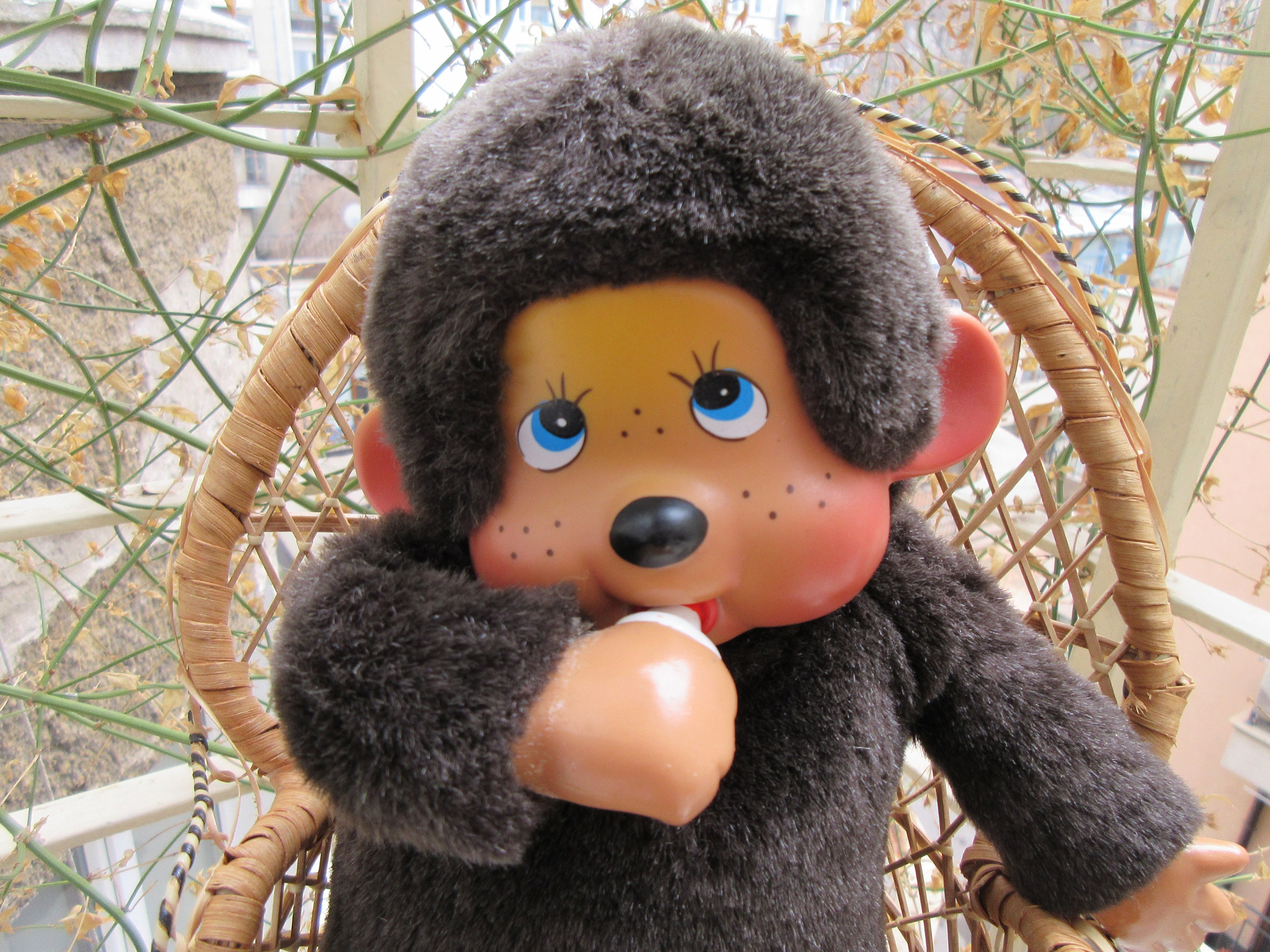 ヴィンテージ モンチッチ モンキードール：そばかす顔、おしゃぶり