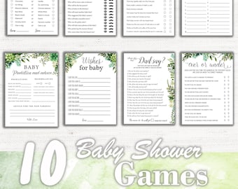Baby Shower Games Bundle, Baby Shower game bundle set, Daddy or Mummy, baby game, baby trivia games, Greenery Baby Shower Game, Printable