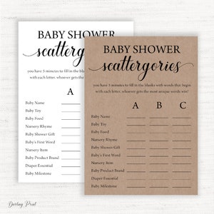 Baby Scattergories Game, Baby Shower Game Printable, Scattergories Game for Baby Shower, Gender neutral baby shower, Scattergories Game Card