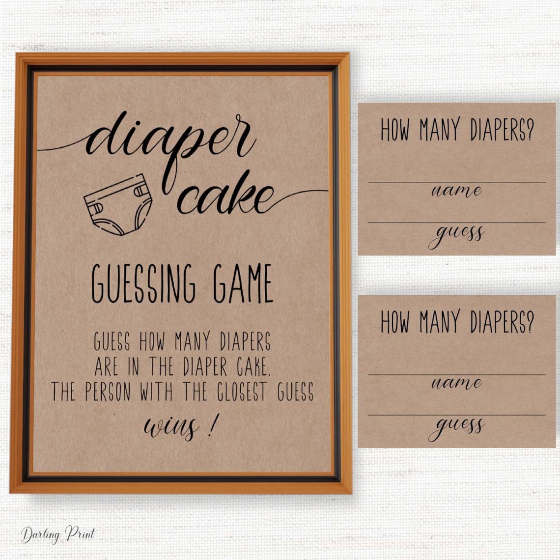 Diaper Cake Guessing Game Guess How Many Diapers Printable Etsy