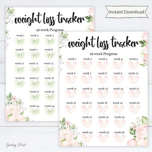 Weight Loss Tracker, Weight Loss Journal, Weekly Weight Loss Chart, Weight Loss Motivation, Weight Loss Goal , Weight loss Calendar
