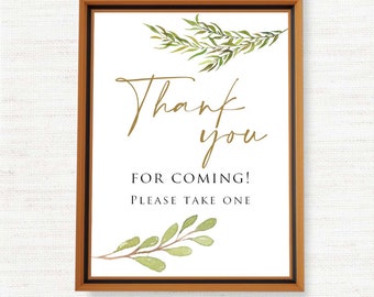 Thank You for Coming Please Take One Sign, Greenery Bridal Shower, Thanks For Coming Sign, Favors Sign, Printable Baby Shower Favors Sign