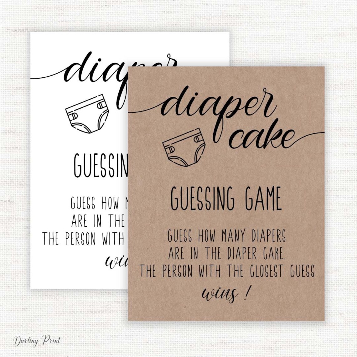 Diaper Cake Guessing Game Guess How Many Diapers Printable Etsy
