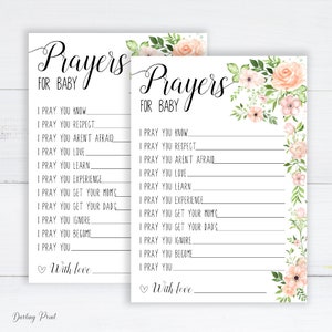 Prayers for Baby Cards, Baby Advice Cards, Wishes for Baby, pink blush Baby shower games, rose baby prayer wish cards, Gender neutral shower