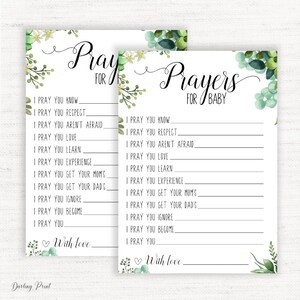 Prayers for Baby Cards, Greenery Baby Advice Cards, eucalyptus Wishes for Baby, Baby shower games, baby prayer wish cards, Gender neutral