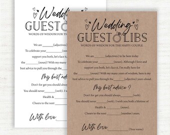 Wedding Guest Libs, Hochzeitskarten, Hochzeitskarten, Hochzeitsspiel, Hochzeitsaktivitäten, Bachelorette MadLibs Spiel, direkter Download