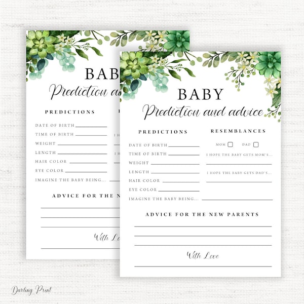 Baby Predictions Printables - Etsy