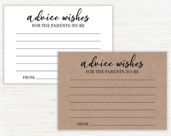 Advice For The Parents-To-Be Cards, advice for parents card,  parents advice cards, Mommy and Daddy Advice Cards, Baby Wish Card, printable