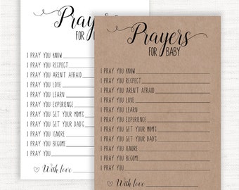 Prayers for Baby Cards, Rustic Baby Advice Cards, Wishes for Baby, Baby shower games, baby prayer wish cards, Gender neutral Game, Printable