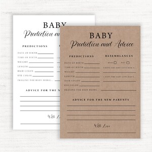 Carte de prédictions et de conseils pour bébé, carte de prédictions de bébé, téléchargement immédiat, jeu de baby shower virtuel imprimable, jeux de baby shower rustique,