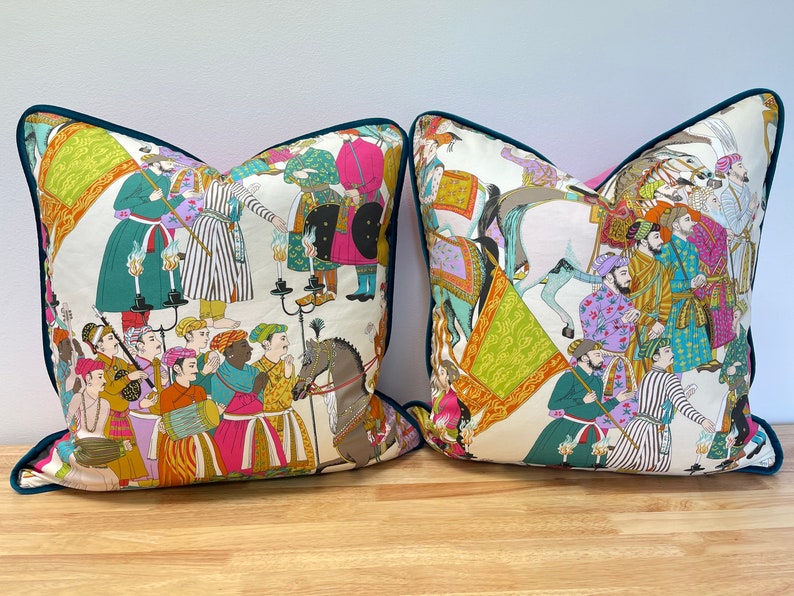 Manuel Canovas Dara turquoise Paris Designer Pillow Cover With Green