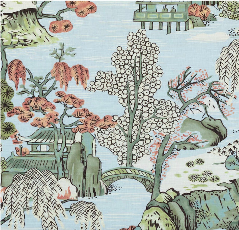 READY TO SHIP Asian Scenic Pattern by Thibaut Pillow Cover - Etsy