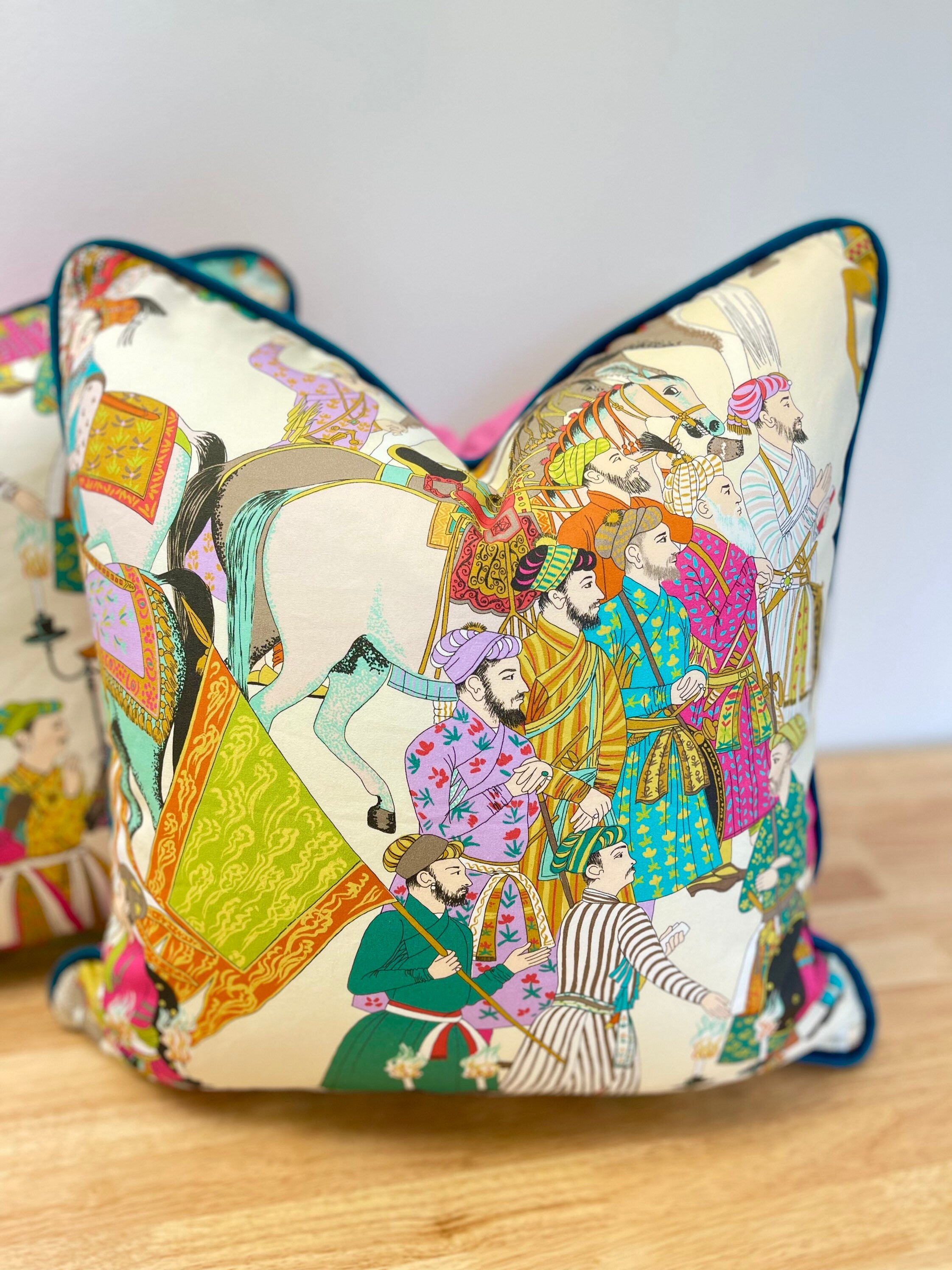 Manuel Canovas Dara turquoise Paris Designer Pillow Cover With Green