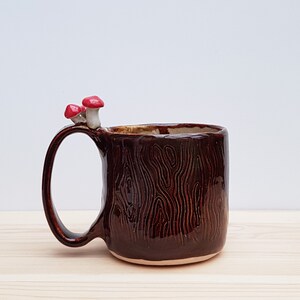 Handmade ceramic mug with mushrooms / tea or coffee lover gift