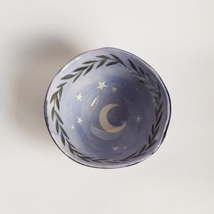 Handmade ceramic bowl with moon and stars image 6