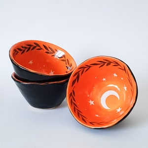 Handmade ceramic bowl with moon and stars image 9
