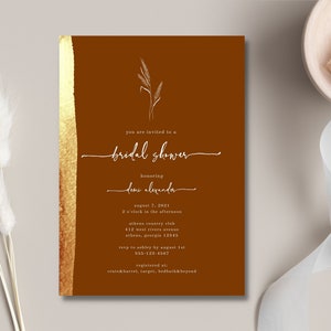 Bohemian Bridal Shower Invitation template with faux gold | boho bridal shower | instant download | customizable | Templett | bridal shower