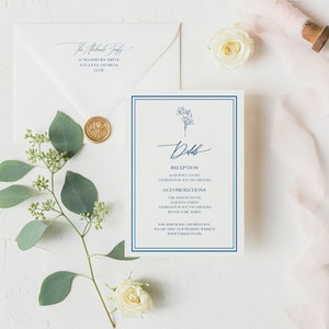 BlueBelle Wedding Details Card Template A1, 3.5&quot; x 5&quot;