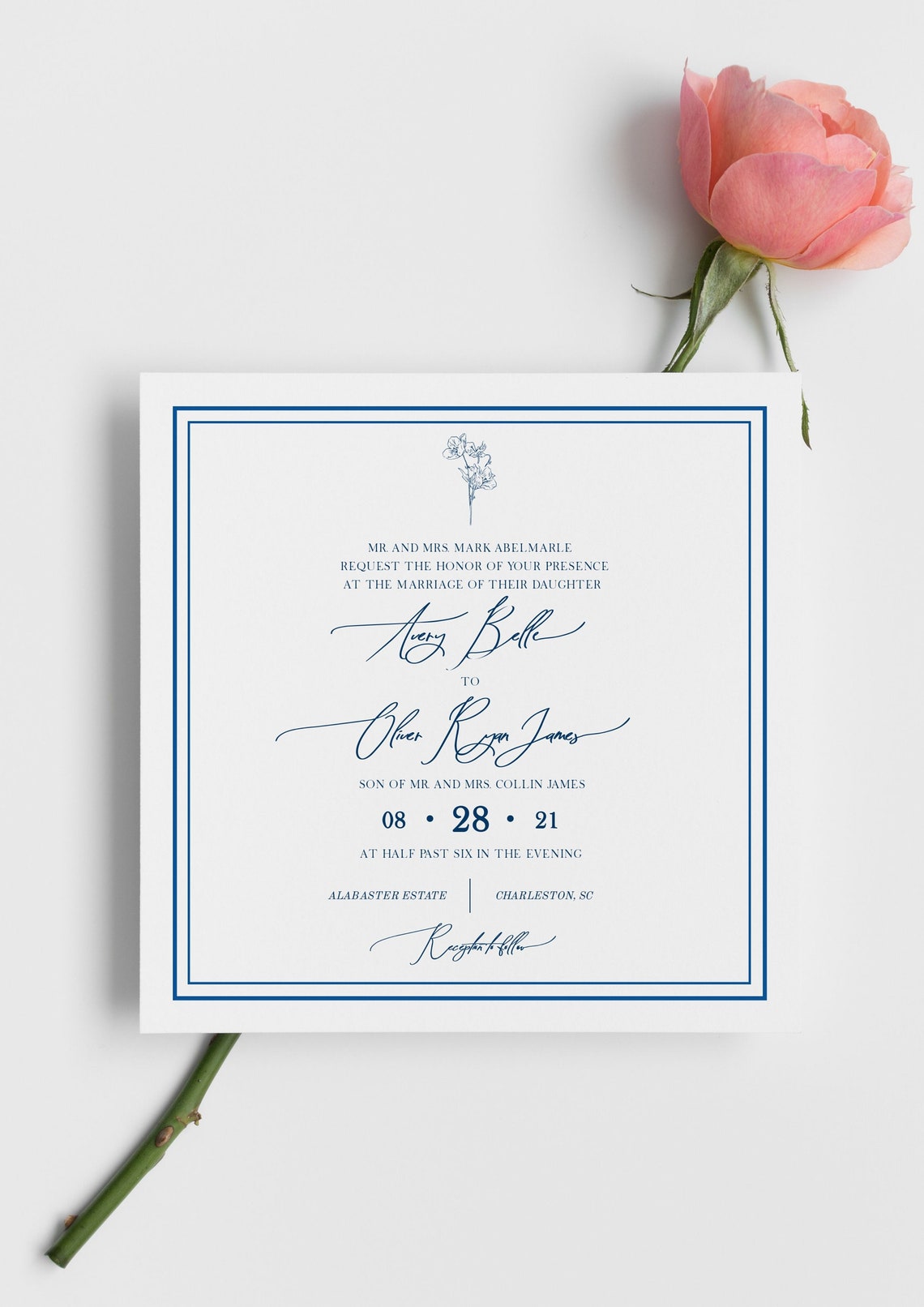 Square Invitation Template 5 X 5 Invitation Bluebelle Square Invitation